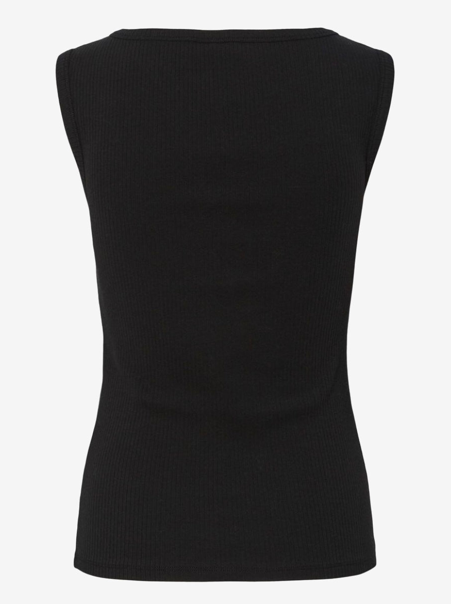 Top negro cuello cuadrado PCKITTE de Pieces